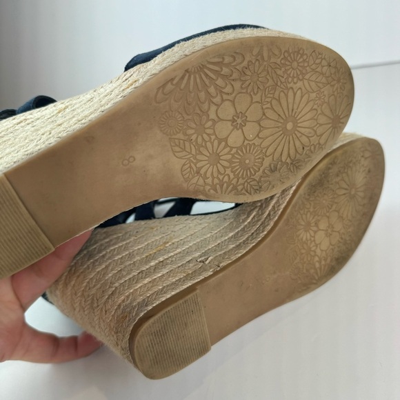 Michael Kors Shondra Blue Suede Leather Lace Up Wedge Espadrille - Picture 11 of 15